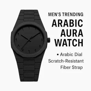 Arabic Watch Waterproof Men's Quartz Watch Black PC Plastic watch for men - Aura Arabic