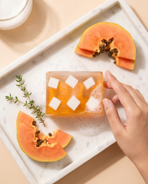 BioCare Handmade Papaya PureGlow Beauty Soap Bar 100 gm - Image 5