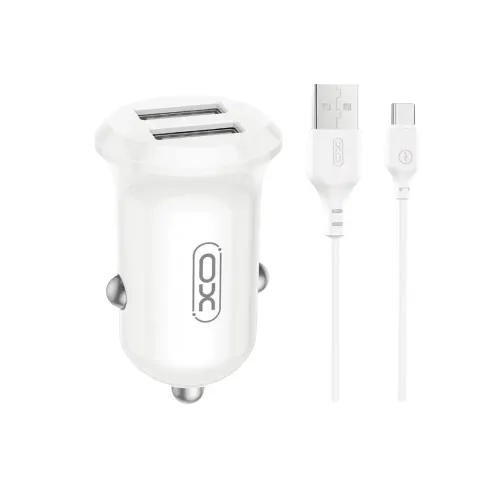 XO CC67 Dual USB Port Car Charger with Type-C Cable